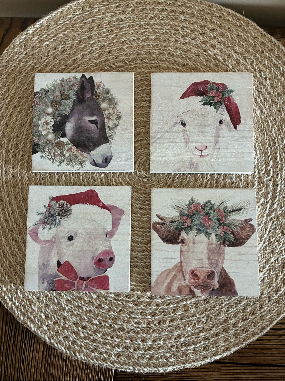 Farmhouse Holiday Animal Coasters and Decor- 7 pieces - Picture 4 of 12